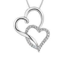 Pendentif bijoux en argent double coeur 925 pour l&#39;amoureux